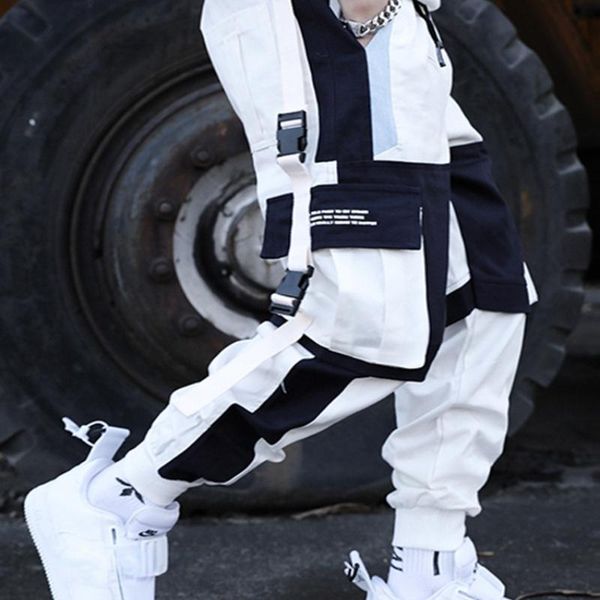 men's pants spring leggings trendy brand hip-hop loose stitching contrast color casual boys overalls, Black
men's pants spring leggings trendy brand hip-hop loose stitching contrast color casual boys overalls, Black