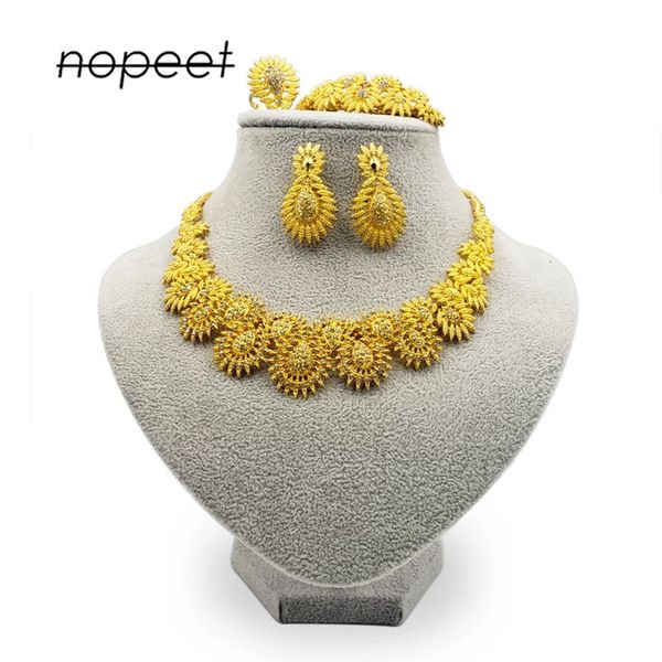 jewelry set dubai 24k gold jewelry women's wedding bride necklace ring earring bracelet four piece nigeria, Slivery;golden
jewelry set dubai 24k gold jewelry women's wedding bride necklace ring earring bracelet four piece nigeria, Slivery;golden