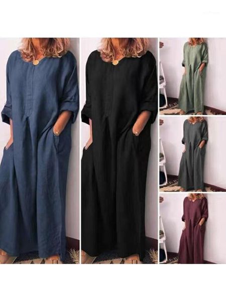 autumn plus size women's european and american style hem long sleeve cotton linen dress women solid color casual dresses, Black;gray
autumn plus size women's european and american style hem long sleeve cotton linen dress women solid color casual dresses, Black;gray