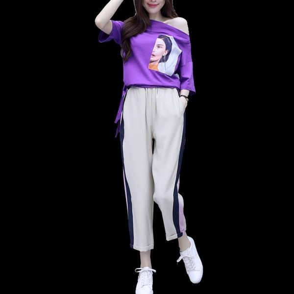 women's tracksuits leisure suit nifty goddess t-shirt pants two-piece clothing set loose blouse trousers casual summer outfit print, Gray
women's tracksuits leisure suit nifty goddess t-shirt pants two-piece clothing set loose blouse trousers casual summer outfit print, Gray