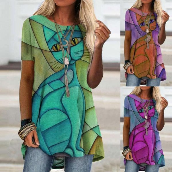 women's t-shirt summer women short sleeves o neck tees ladies comfortable polyester cartoon printing loose casual, White
women's t-shirt summer women short sleeves o neck tees ladies comfortable polyester cartoon printing loose casual, White