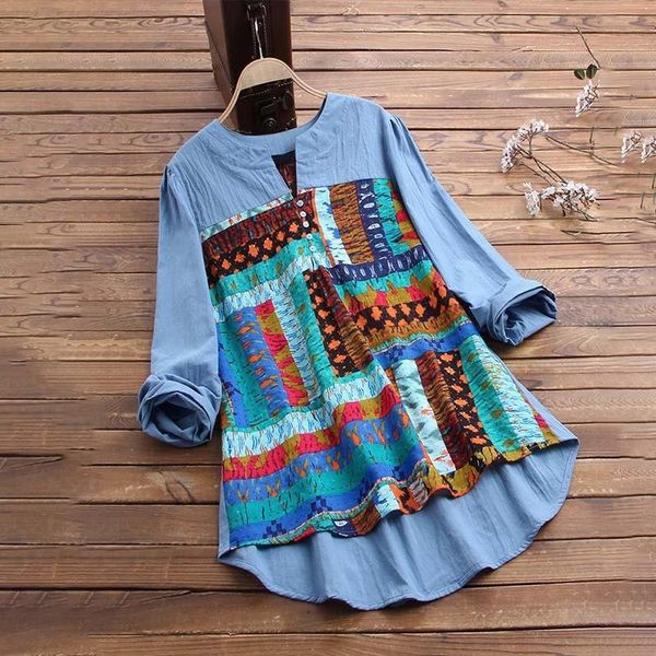 women's blouses & shirts print button v neck long sleeve blouse women clothes summer casual loose vintage streetwear plus size ladies, White
women's blouses & shirts print button v neck long sleeve blouse women clothes summer casual loose vintage streetwear plus size ladies, White