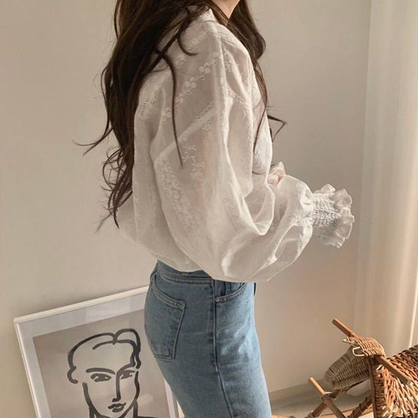 women's blouses & shirts elegant women lantern sleeves o neck lace white floral print vintage casual sweet korean style femme modis
women's blouses & shirts elegant women lantern sleeves o neck lace white floral print vintage casual sweet korean style femme modis
