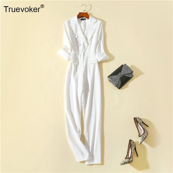 truevoker spring runway fashion women's high end 3/4 sleeve turn down collar double breasted white jumpsuits 210602, Black;white
truevoker spring runway fashion women's high end 3/4 sleeve turn down collar double breasted white jumpsuits 210602, Black;white
