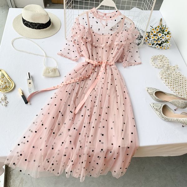 2021 summer polka dot mesh women sweet short sleeve slim a-line nail bead pink tulle es elegant ladies ruffles fbxy, Black;gray
2021 summer polka dot mesh women sweet short sleeve slim a-line nail bead pink tulle es elegant ladies ruffles fbxy, Black;gray
