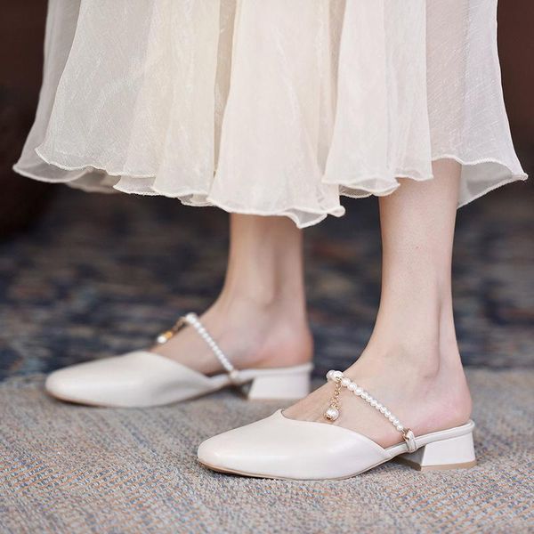 dress shoes women's sandals and slippers female summer 2021 pearl thick heel half drag muller fairy style, Black
dress shoes women's sandals and slippers female summer 2021 pearl thick heel half drag muller fairy style, Black