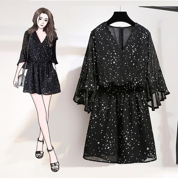 women's jumpsuits & rompers plus size women clothing high waist chiffon print romper jumpsuit 5xl 4xl 2021 summer v-neck half sleeve be, Black;white
women's jumpsuits & rompers plus size women clothing high waist chiffon print romper jumpsuit 5xl 4xl 2021 summer v-neck half sleeve be, Black;white