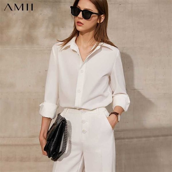 amii minimalism spring offical lady women's blouse causal solid loose shirt buttons pants 12130055 211106, White
amii minimalism spring offical lady women's blouse causal solid loose shirt buttons pants 12130055 211106, White