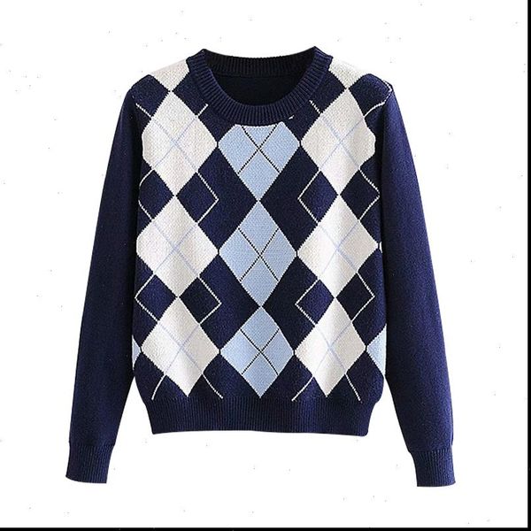 women sweater pullover 2021 new fashion autumn diamond shaped lattice women pullover sweater cute british style sweater top, White;black
women sweater pullover 2021 new fashion autumn diamond shaped lattice women pullover sweater cute british style sweater top, White;black