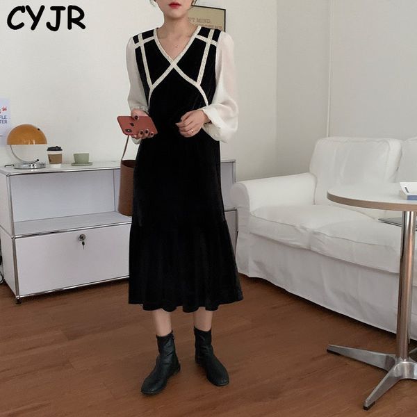 cyjr dresses with low-cut v sleeves soft french autumn velvet sweet retro-fashionable women's clothing ylvk, Black;gray
cyjr dresses with low-cut v sleeves soft french autumn velvet sweet retro-fashionable women's clothing ylvk, Black;gray