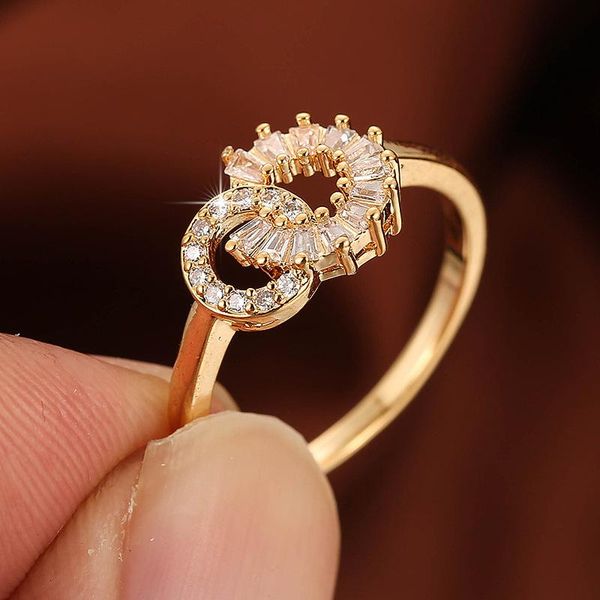 wedding rings sweet romantic double circular interlocking geometric ring silver color girl shine crystal zircon fashion women jewelry, Slivery;golden
wedding rings sweet romantic double circular interlocking geometric ring silver color girl shine crystal zircon fashion women jewelry, Slivery;golden