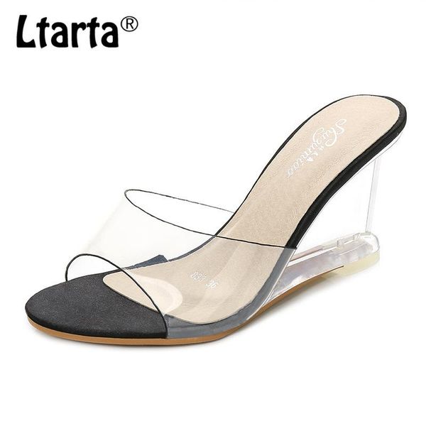 ltarta women slipper crystal wedge heels summer women's shoes simple sandals transparent clear shoes for fashion lfd-833-2, Black
ltarta women slipper crystal wedge heels summer women's shoes simple sandals transparent clear shoes for fashion lfd-833-2, Black