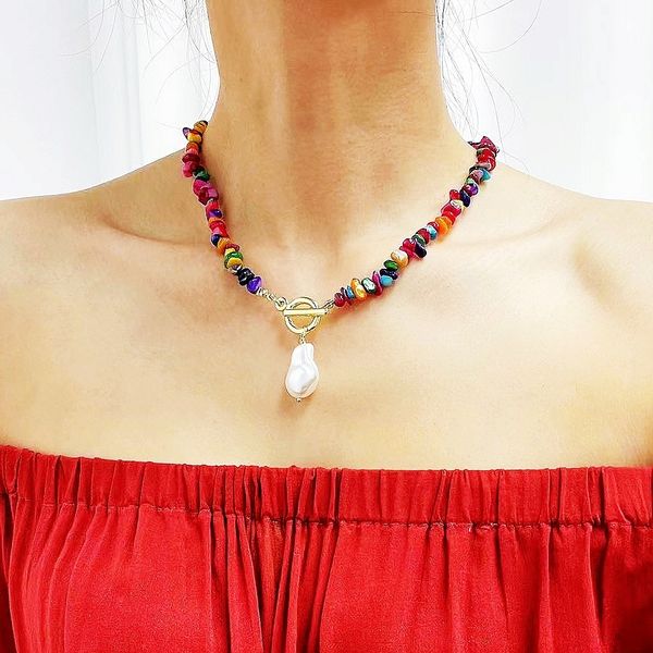 necklac red metal coin pendant trend pearl multi layer color stone necklace, Silver
necklac red metal coin pendant trend pearl multi layer color stone necklace, Silver