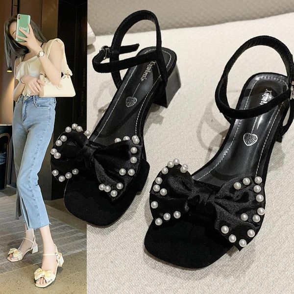 sandals women's summer 2021 fashion all-match lady bow pearl strap wanwan lei style chunky heel, Black
sandals women's summer 2021 fashion all-match lady bow pearl strap wanwan lei style chunky heel, Black