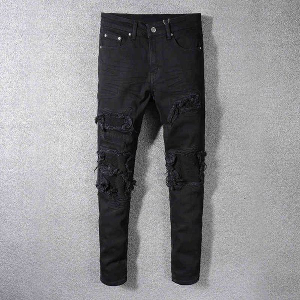 men's jeans fashion streetwear black color patchwork destroyed denim pencil pants ripped for hip hop skinny hombre fdv6, Blue
men's jeans fashion streetwear black color patchwork destroyed denim pencil pants ripped for hip hop skinny hombre fdv6, Blue