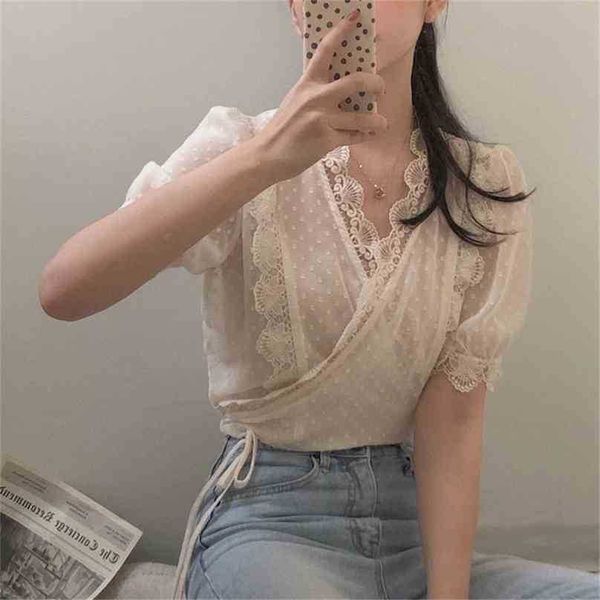 summer v-neck vintage lace shirts female polka dot office lady loose fashion all match streetwear blouses 210525, White
summer v-neck vintage lace shirts female polka dot office lady loose fashion all match streetwear blouses 210525, White