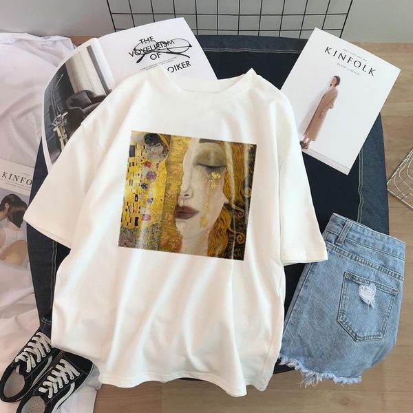 gustav klimt oil painting aesthetics pattern print sweet lady summer women short sleeve casual fun art retro loose t-shirt, White
gustav klimt oil painting aesthetics pattern print sweet lady summer women short sleeve casual fun art retro loose t-shirt, White