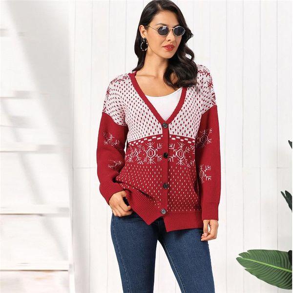 women's jackets fashion women winter jacket 2021 christmas sweater v-neck long sleeve snowflake print pull, Black;brown
women's jackets fashion women winter jacket 2021 christmas sweater v-neck long sleeve snowflake print pull, Black;brown