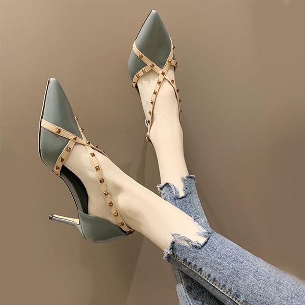 sandals female fairy style new summer shallow mouth pointed single shoes net red rivets word with stiletto high heels, Black
sandals female fairy style new summer shallow mouth pointed single shoes net red rivets word with stiletto high heels, Black