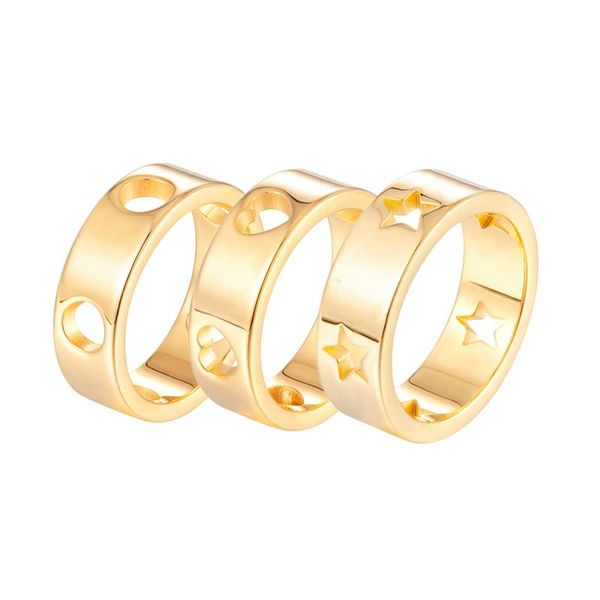 cluster rings fashion hollow star/round/heart stainless steel for women ladies gold plating finger lover couple charm jewelry gift, Golden;silver
cluster rings fashion hollow star/round/heart stainless steel for women ladies gold plating finger lover couple charm jewelry gift, Golden;silver