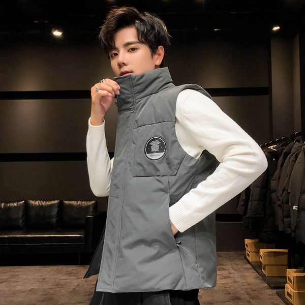 simple autumn and winter men's stand collar embroidered down cotton jacket vest large casual versatile trend, Black;white
simple autumn and winter men's stand collar embroidered down cotton jacket vest large casual versatile trend, Black;white