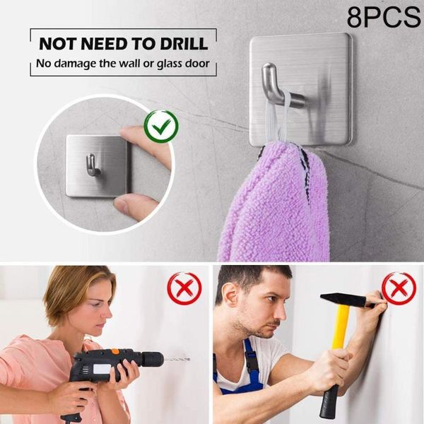 8pcs stainless steel hooks self adhesive wall hooks waterproof stick for home nail-hook for bathroom kitchen hook new 815
8pcs stainless steel hooks self adhesive wall hooks waterproof stick for home nail-hook for bathroom kitchen hook new 815