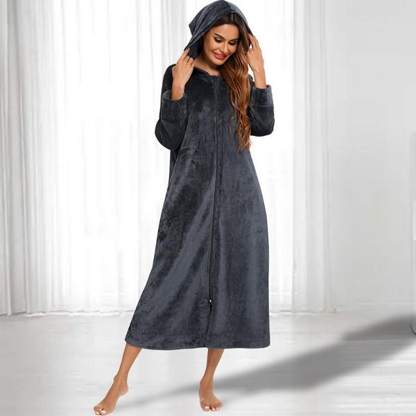 women's sleepwear uefezo winter flannel front zipper robe coat with pocket warm bathrobe hooded solid long sleeve gown night wear women, Black;red
women's sleepwear uefezo winter flannel front zipper robe coat with pocket warm bathrobe hooded solid long sleeve gown night wear women, Black;red