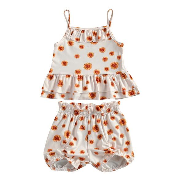 baby girl's clothing set, flower print sleeveless sling and shorts two-piece suit for birthday party, White
baby girl's clothing set, flower print sleeveless sling and shorts two-piece suit for birthday party, White