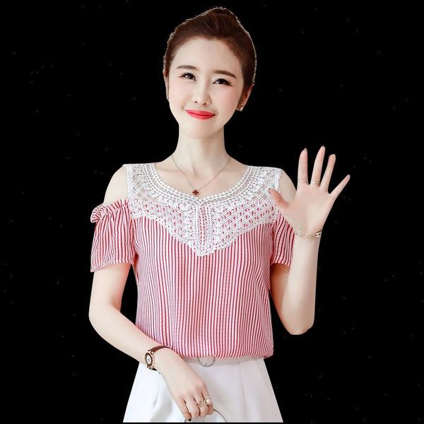jkkucoco sell hollow out lace off shoulder striped shirt women shirt short sleeve v neck cotton shirts women blouse 3 color, White
jkkucoco sell hollow out lace off shoulder striped shirt women shirt short sleeve v neck cotton shirts women blouse 3 color, White