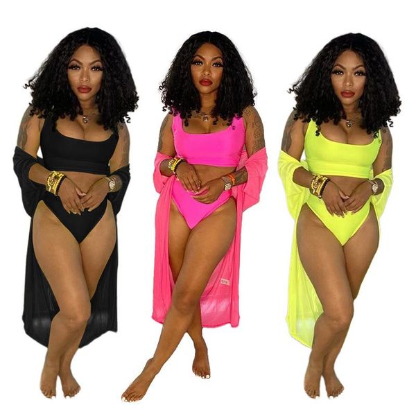 women's swimwear 2021 summer european and american fashion bikini suit solid color shawl 3-piece, White;black
women's swimwear 2021 summer european and american fashion bikini suit solid color shawl 3-piece, White;black