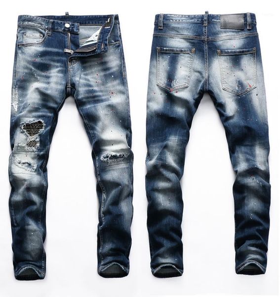 men's jeans european american mens brand slim pants men denim trousers button blue hole pencil for 8025
men's jeans european american mens brand slim pants men denim trousers button blue hole pencil for 8025