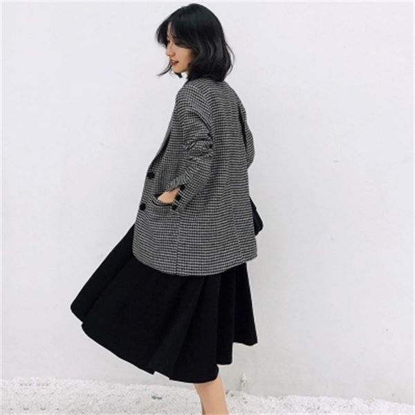 women's suits & blazers fashion plaid small suit jacket spring autumn long-sleeved casual temperament long retro women, White;black
women's suits & blazers fashion plaid small suit jacket spring autumn long-sleeved casual temperament long retro women, White;black