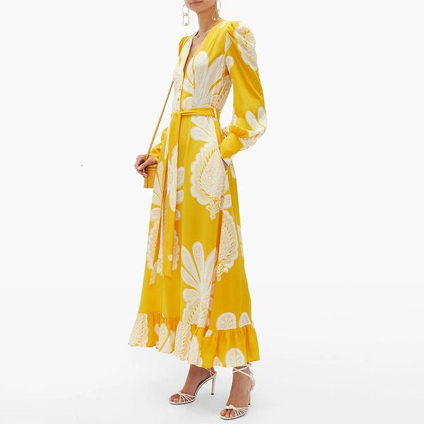 women vintage yellow floral printed chiffon autumn elegant v-neck sleeve ruffles pleated long female i17w, Black;gray
women vintage yellow floral printed chiffon autumn elegant v-neck sleeve ruffles pleated long female i17w, Black;gray