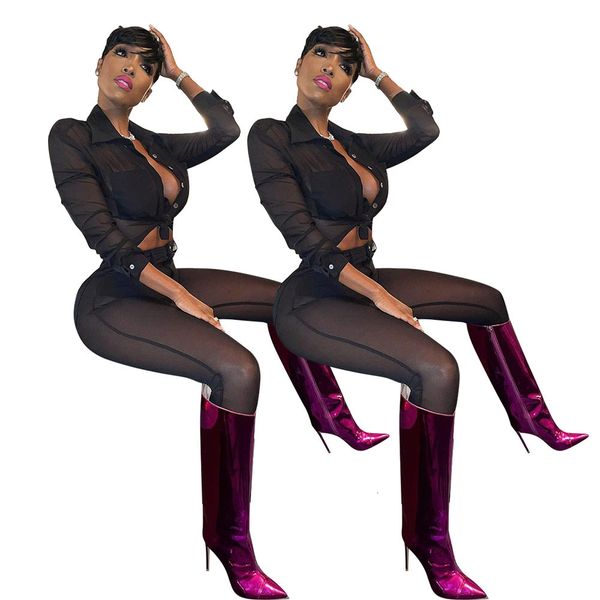 2021 solid color mesh see-through turn-down collar shirt and bodycon pants women two piece set winter new arrivals casual suit kstq, Gray
2021 solid color mesh see-through turn-down collar shirt and bodycon pants women two piece set winter new arrivals casual suit kstq, Gray
