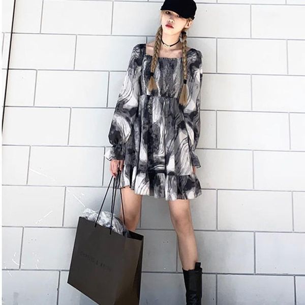casual dresses women autumn long sleeve tie dye dress vintage print female square collar mini street lady ruffles loose vestidos, Black;gray
casual dresses women autumn long sleeve tie dye dress vintage print female square collar mini street lady ruffles loose vestidos, Black;gray