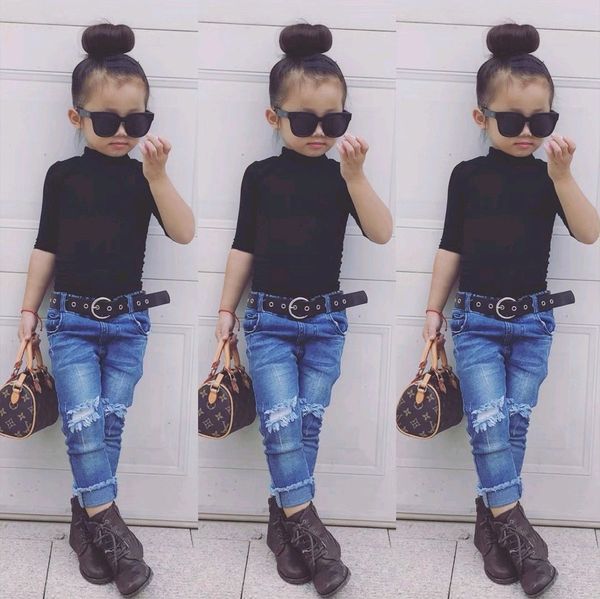 children's in clothing new product fashion spring 2019 girls' black slim bottomed shirt with 7 / 4 sleeve stre, Black;white
children's in clothing new product fashion spring 2019 girls' black slim bottomed shirt with 7 / 4 sleeve stre, Black;white