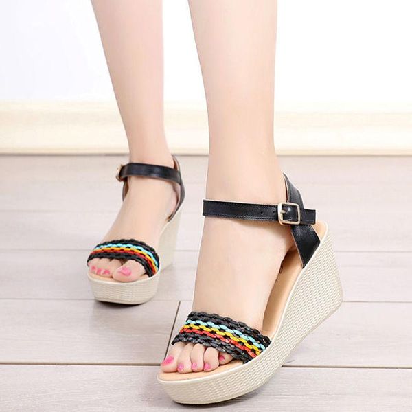 2021 summer high heels women sandals rivets espadrille platform wedges heel ankle strap shoes bohemia sandals, Black
2021 summer high heels women sandals rivets espadrille platform wedges heel ankle strap shoes bohemia sandals, Black
