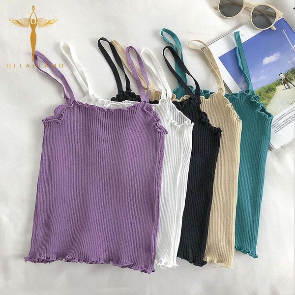women's tanks & camis casual spaghetti strap camisole womens ribbed knitwear bottom crop ruffle elastic slim tank vests female basic v, White
women's tanks & camis casual spaghetti strap camisole womens ribbed knitwear bottom crop ruffle elastic slim tank vests female basic v, White