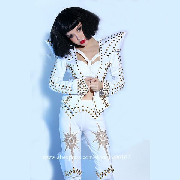 party decoration nightclub female singer dj white punk ds rivet clothes dance outfit women stage performance costumes
party decoration nightclub female singer dj white punk ds rivet clothes dance outfit women stage performance costumes