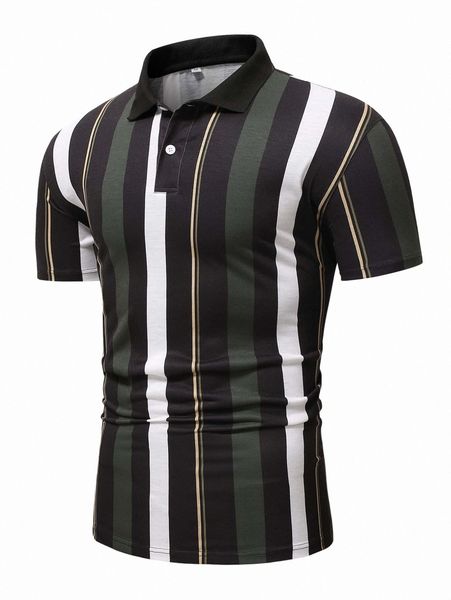 men block striped polo shirt i9si#, White;black