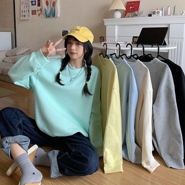 women hoodie sweatshirt thin knit sweater pullover fall/winter 2021 korean fashion casual solid color student girl loose o-neck top, Black
women hoodie sweatshirt thin knit sweater pullover fall/winter 2021 korean fashion casual solid color student girl loose o-neck top, Black