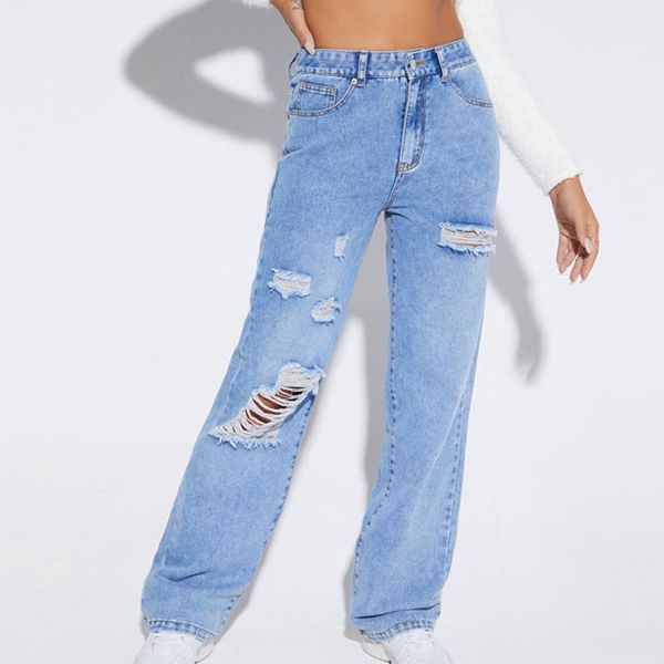 women's jeans harajuku straight denim pants distressed ripped high waist with holes vintage streetwear, Blue
women's jeans harajuku straight denim pants distressed ripped high waist with holes vintage streetwear, Blue