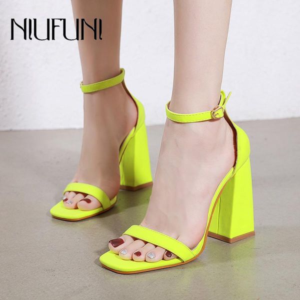 sandals thick-heeled super high-heeled women's with buckle yellow square toes open-toed shoes fluorescent color, Black
sandals thick-heeled super high-heeled women's with buckle yellow square toes open-toed shoes fluorescent color, Black