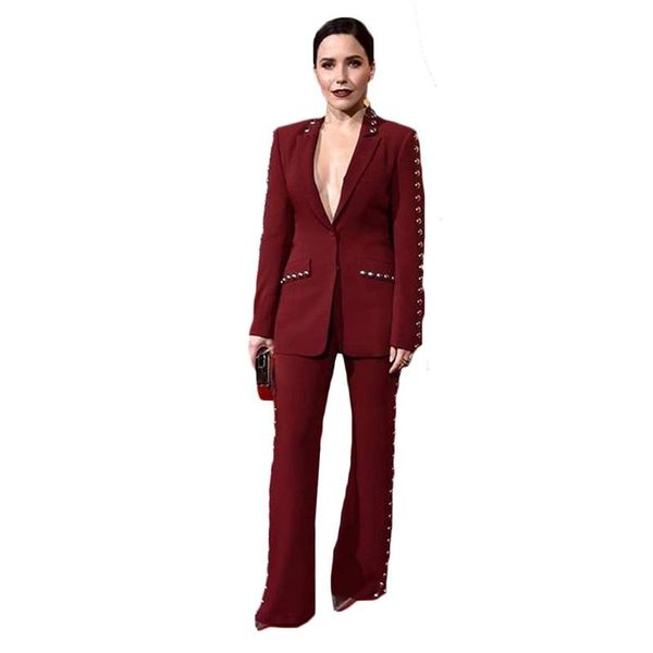women's two piece pants 2 pieces custom made women suits luxury metal button modern coat+pant fashion formal party for, White
women's two piece pants 2 pieces custom made women suits luxury metal button modern coat+pant fashion formal party for, White