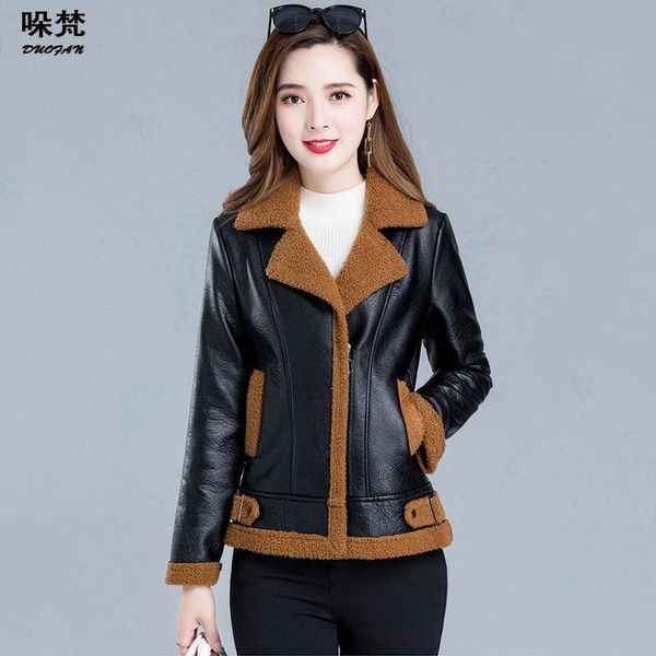 women's leather & faux duofan 2021 women lamb wool fur jacket winter warm thickness black punk zipper pu
women's leather & faux duofan 2021 women lamb wool fur jacket winter warm thickness black punk zipper pu