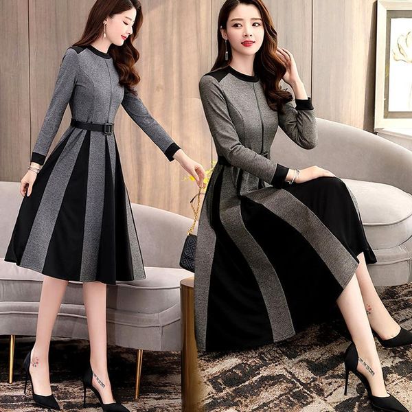 casual dresses 2021 spring dress women a-line long sleeve knee-length office lady elegant o-neck slim autumn vestidos, Black;gray
casual dresses 2021 spring dress women a-line long sleeve knee-length office lady elegant o-neck slim autumn vestidos, Black;gray