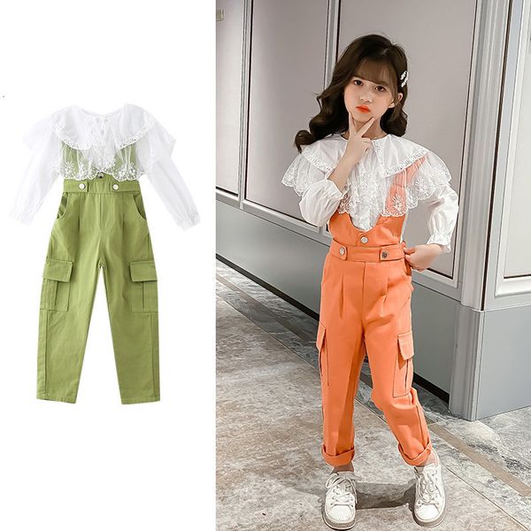 2021 new sets of load pants overalls + lace collar shirt 2 parts girls spring children clothes 6 8 10-12y hiuz, White
2021 new sets of load pants overalls + lace collar shirt 2 parts girls spring children clothes 6 8 10-12y hiuz, White