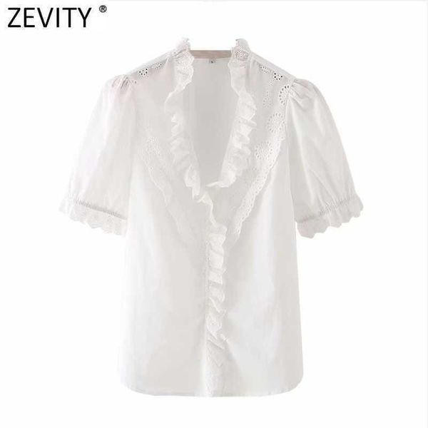 zevity women sweet lace ruffles hollow out embroidery smock blouse female short sleeve shirts chic casual blusas ls7695 210603, White
zevity women sweet lace ruffles hollow out embroidery smock blouse female short sleeve shirts chic casual blusas ls7695 210603, White