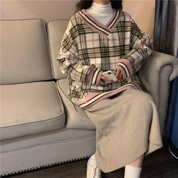retro harajuku autumn winter womens sweater women knitted plaid ribbed pullover long sleeve turtleneck jumper soft warm pull femme top, White;black
retro harajuku autumn winter womens sweater women knitted plaid ribbed pullover long sleeve turtleneck jumper soft warm pull femme top, White;black