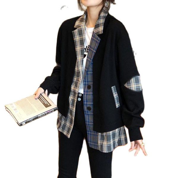 women's suits & blazers getspring women blazer plaid patchwork fake two suit coat irregular loose casual ladies jacket autumn female 2, White;black
women's suits & blazers getspring women blazer plaid patchwork fake two suit coat irregular loose casual ladies jacket autumn female 2, White;black